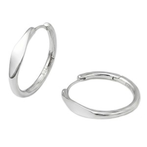 925 Sterling Silver Sculptural Rhombus Huggies Earrings 60200357