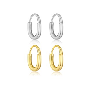 925 Sterling Silver Minimalist U-Shaped Hoops 60200359 925 Sterling Silver Minimalist U-Shaped Hoops 60200359
