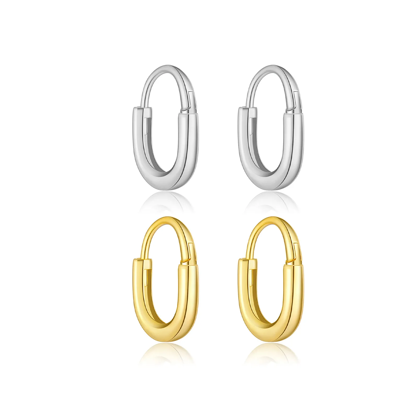 925 Sterling Silver Minimalist U-Shaped Hoops 60200359 925 Sterling Silver Minimalist U-Shaped Hoops 60200359