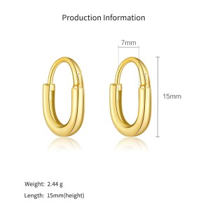925 Sterling Silver Minimalist U-Shaped Hoops 60200359 925 Sterling Silver Minimalist U-Shaped Hoops 60200359