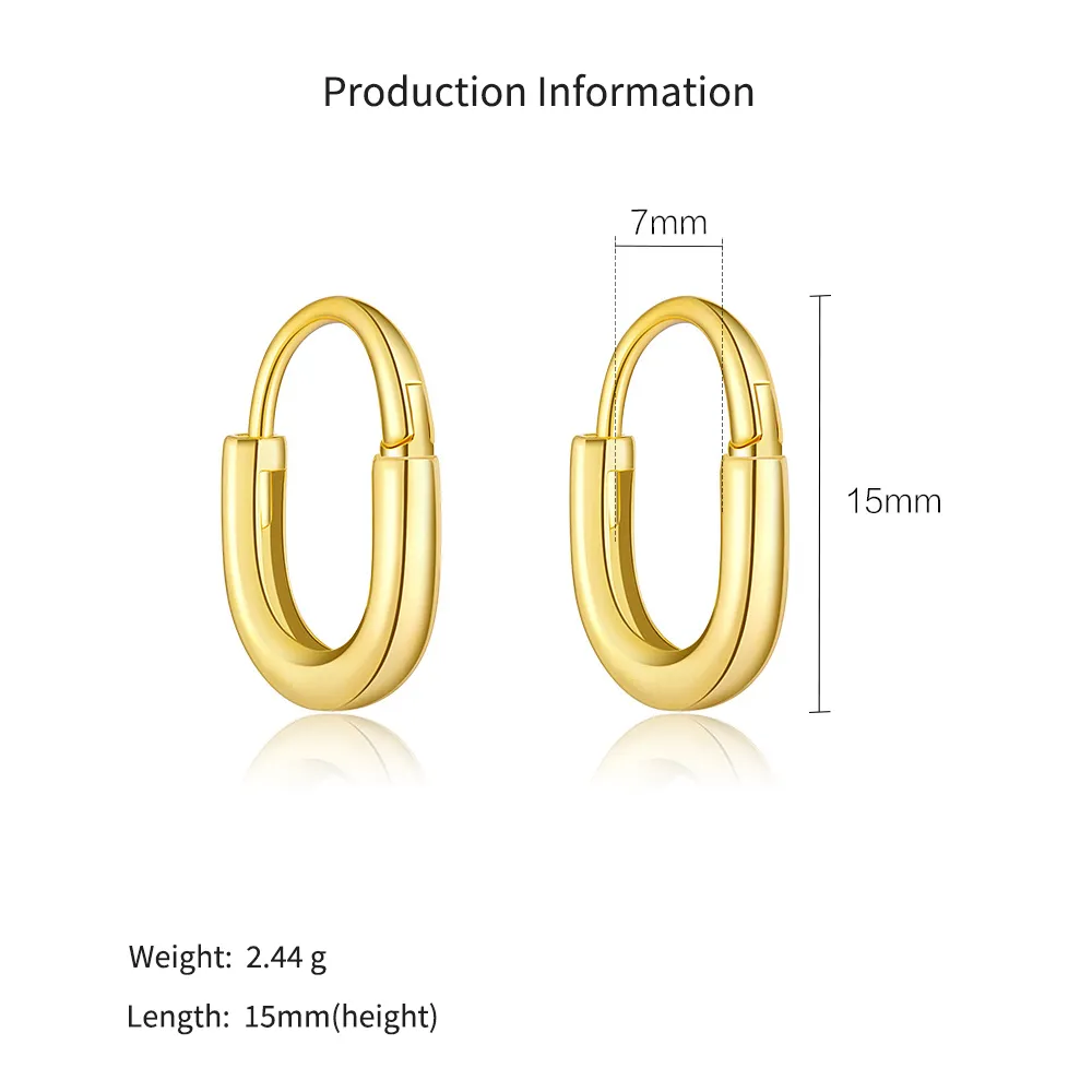 925 Sterling Silver Minimalist U-Shaped Hoops 60200359 - image2