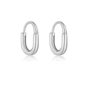 925 Sterling Silver Minimalist U-Shaped Hoops 60200359 925 Sterling Silver Minimalist U-Shaped Hoops 60200359
