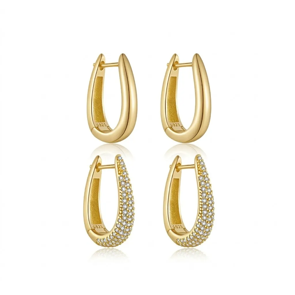 925 Sterling Silver U-Shaped Huggie Hoops 60200360