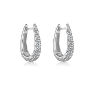 925 Sterling Silver U-Shaped Huggie Hoops 60200360
