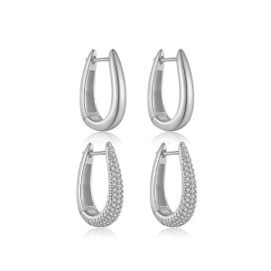 925 Sterling Silver U-Shaped Huggie Hoops 60200360
