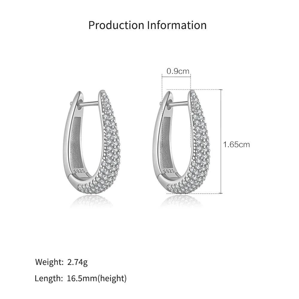 925 Sterling Silver U-Shaped Huggie Hoops 60200360 - image4