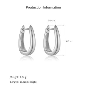 925 Sterling Silver U-Shaped Huggie Hoops 60200360