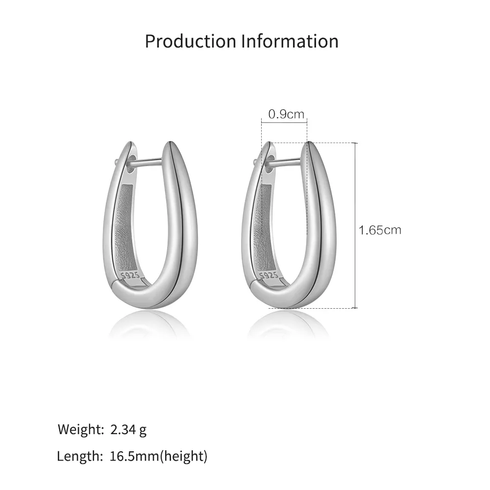 925 Sterling Silver U-Shaped Huggie Hoops 60200360 - image2