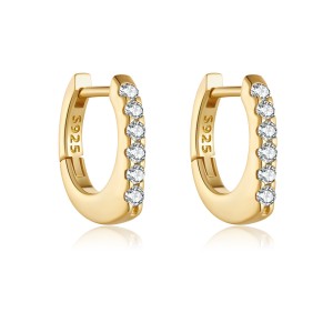 925 Sterling Silver Pave Huggie Hoops 60200361