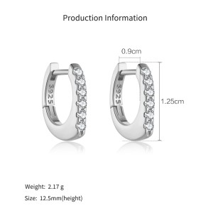 925 Sterling Silver Pave Huggie Hoops 60200361