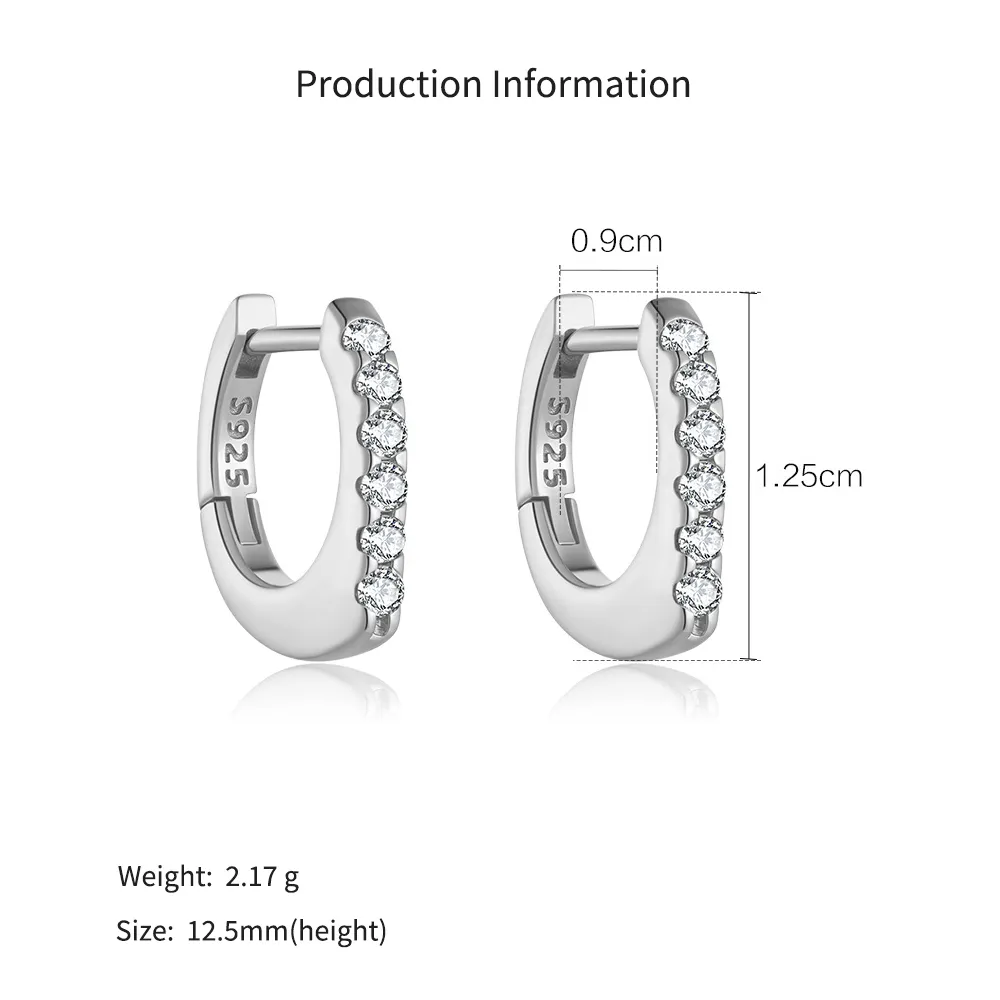 925 Sterling Silver Pave Huggie Hoops 60200361 - image2