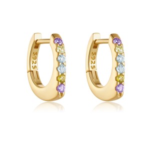 925 Sterling Silver Pave Huggie Hoops 60200361