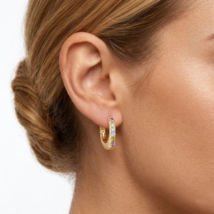 925 Sterling Silver Pave Huggie Hoops 60200361