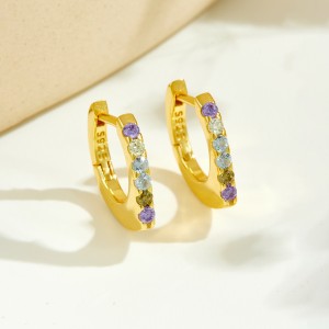 925 Sterling Silver Pave Huggie Hoops 60200361