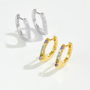 925 Sterling Silver Pave Huggie Hoops 60200361