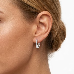 925 Sterling Silver Pave Huggie Hoops 60200361