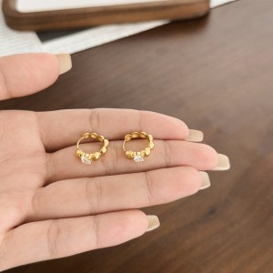 925 Silver Solitaire Zirconia Bubble Huggie Hoop Earrings 60200362