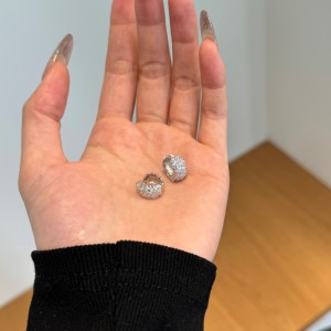 925 Silver Wide Pave Huggie Hoop Earrings 60200363 925 Silver Wide Pave Huggie Hoop Earrings 60200363