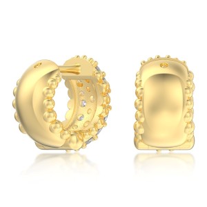 925 Silver Wide Pave Huggie Hoop Earrings 60200363 925 Silver Wide Pave Huggie Hoop Earrings 60200363