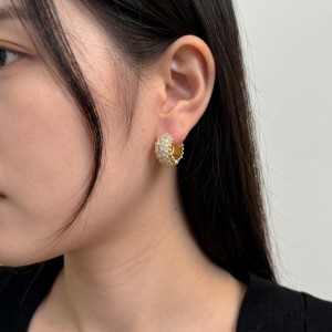 925 Silver Wide Pave Huggie Hoop Earrings 60200363 925 Silver Wide Pave Huggie Hoop Earrings 60200363