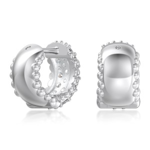 925 Silver Wide Pave Huggie Hoop Earrings 60200363 925 Silver Wide Pave Huggie Hoop Earrings 60200363