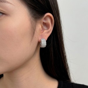 925 Silver Wide Pave Huggie Hoop Earrings 60200363 925 Silver Wide Pave Huggie Hoop Earrings 60200363