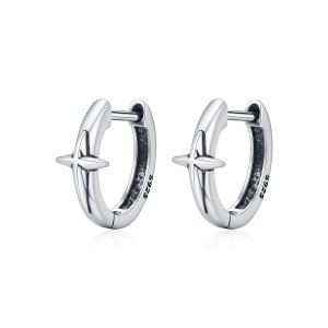 Wholesale 925 Sterling Silver Vintage Cross Star Huggie Hoop Earrings 60200364 Wholesale 925 Sterling Silver Vintage Cross Star Huggie Hoop Earrings 60200364