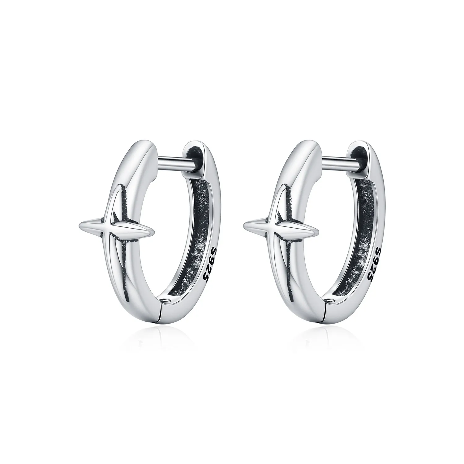 Wholesale 925 Sterling Silver Vintage Cross Star Huggie Hoop Earrings 60200364 Wholesale 925 Sterling Silver Vintage Cross Star Huggie Hoop Earrings 60200364