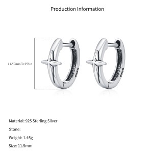 Wholesale 925 Sterling Silver Vintage Cross Star Huggie Hoop Earrings 60200364 Wholesale 925 Sterling Silver Vintage Cross Star Huggie Hoop Earrings 60200364