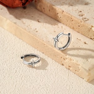 Wholesale 925 Sterling Silver Vintage Cross Star Huggie Hoop Earrings 60200364 Wholesale 925 Sterling Silver Vintage Cross Star Huggie Hoop Earrings 60200364