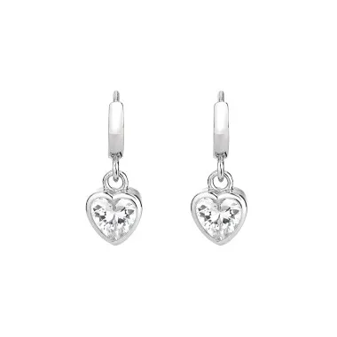 Silver Cubic Zirconia Heart Hoop Earring 60300005