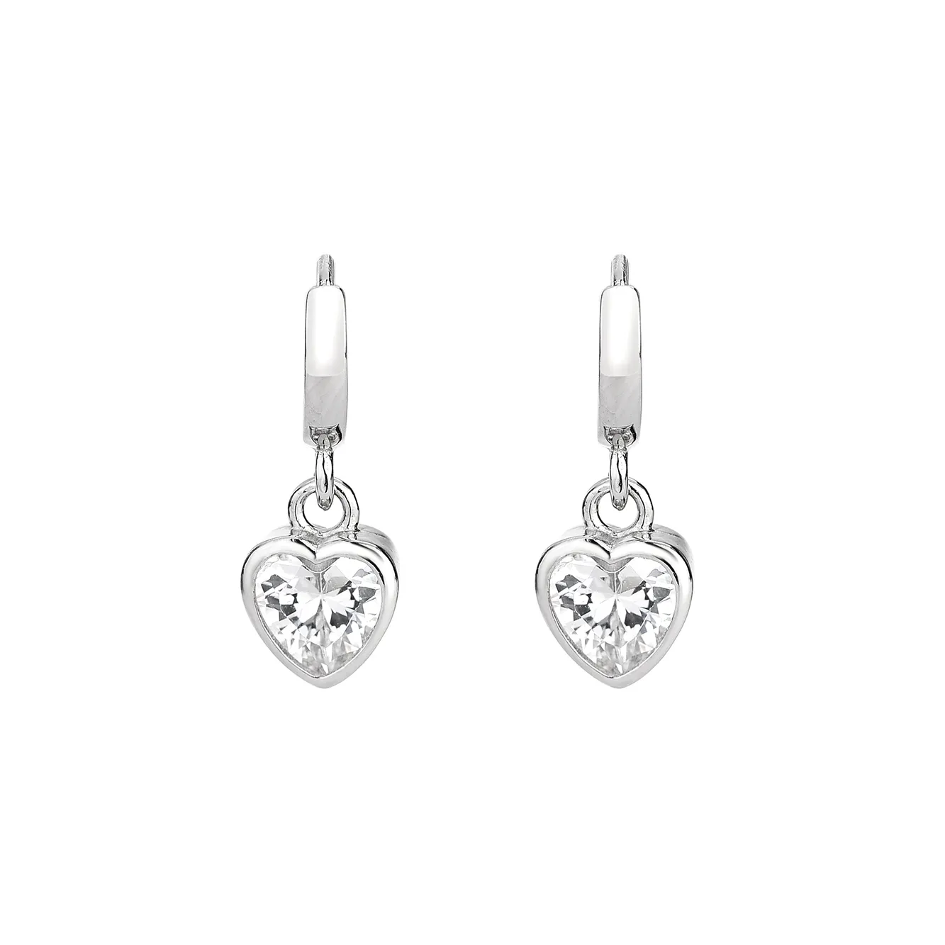 Silver Cubic Zirconia Heart Hoop Earring 60300005