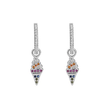 Silver Cubic Zirconia Icecream Hoop Earring 60300009