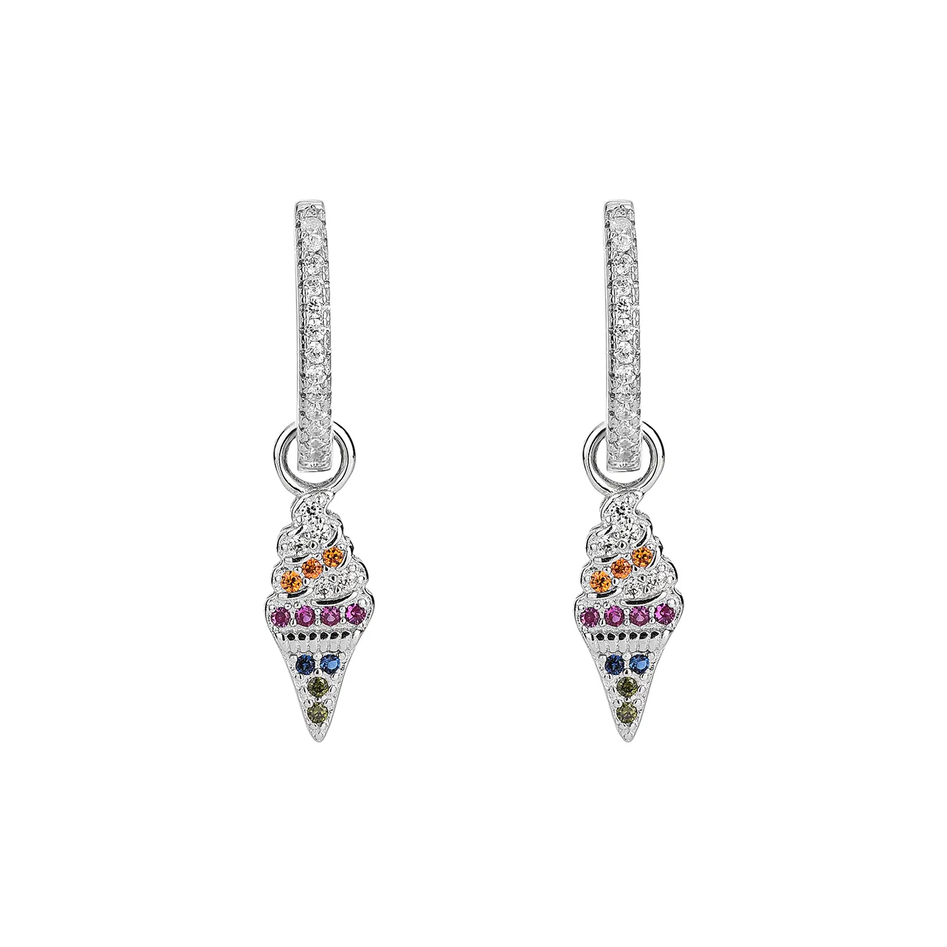 Silver Cubic Zirconia Icecream Hoop Earring 60300009