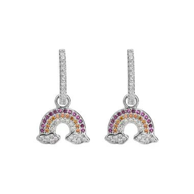 Silver Cubic Zirconia Rainbow Hoop Earring 60300010