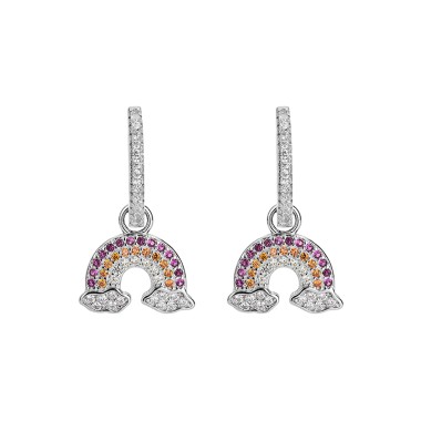 Silver Cubic Zirconia Rainbow Hoop Earring 60300010