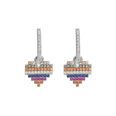 Silver Cubic Zirconia Heart Hoop Earring 60300013