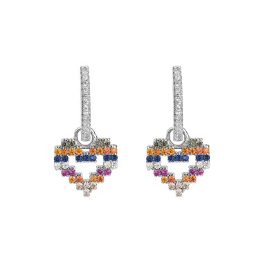 Silver Cubic Zirconia Heart Hoop Earring 60300014