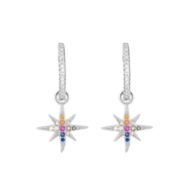 Silver Cubic Zirconia Star Hoop Earring 60300015