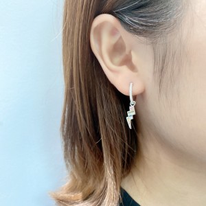 Silver Cubic Zirconia Lightning Hoop Earring 60300016