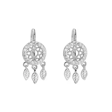 Silver Flower Leaf Hoop Earring 60300034