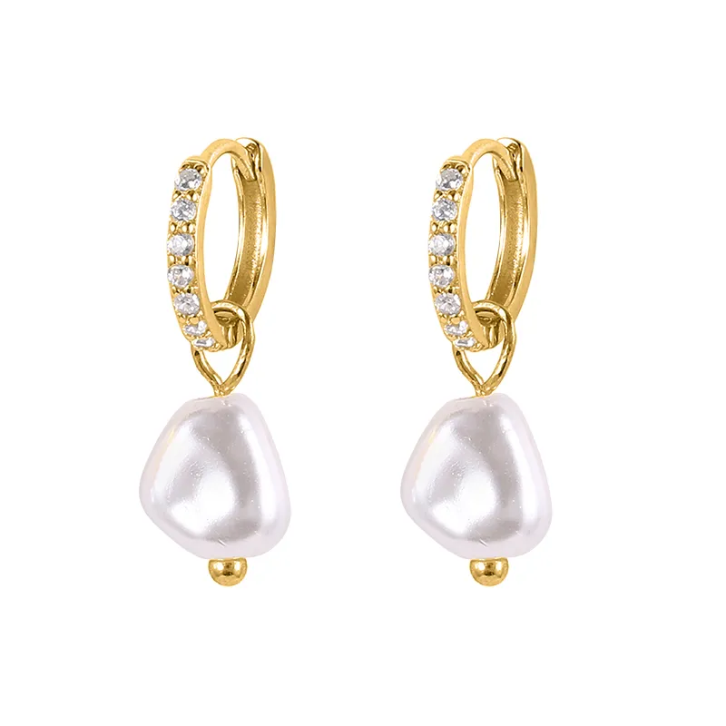 Silver Cubic Zirconia Pearl Hoop Earring 60300035