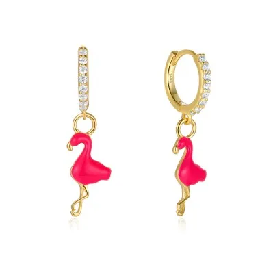 Silver Zirconia Flamingo Hoop Earring 60300038