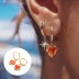 Silver Enamel Flame Heart Hoop Earring 60300043