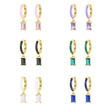 Zirconia Enamel Sterling Silver Hoop Earring 60300047