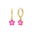 Enamel Flower Heart Sterling Silver Hoop Earring 60300049
