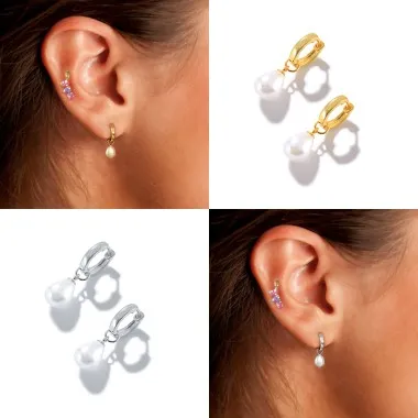 Freshwater Pearl Sterling Silver Hoop Earring 60300051