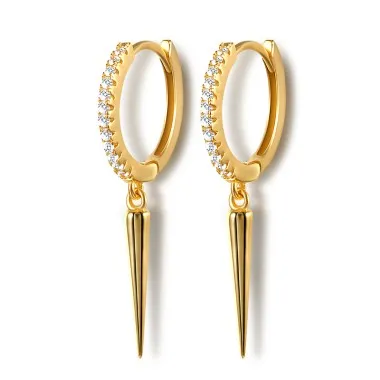 Zirconia Spike Punk Sterling Silver Hoop Earring 60300054