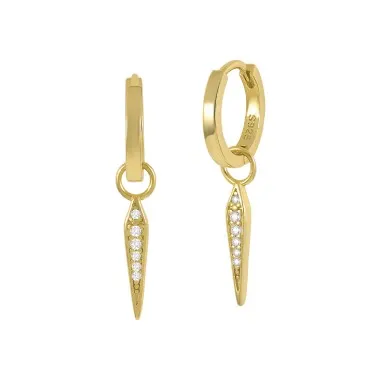 Zirconia Punk Spike Sterling Silver Hoop Earring 60300055