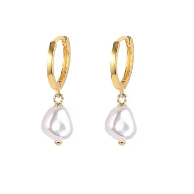 925 Sterling Silver Freshwater Pearl Hoop Earring 60300058